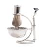 Bey-Berk 4-Piece Chrome Shaving Set, Razor & Pure Badger Brush with Soap Bowl & Stand, Tarnish-Resistant Silver Wet Shaving Kit for Men view 1