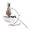 Bey-Berk 4-Piece Chrome Shaving Set, Razor & Pure Badger Brush with Soap Bowl & Stand, Tarnish-Resistant Silver Wet Shaving Kit for Men view 3