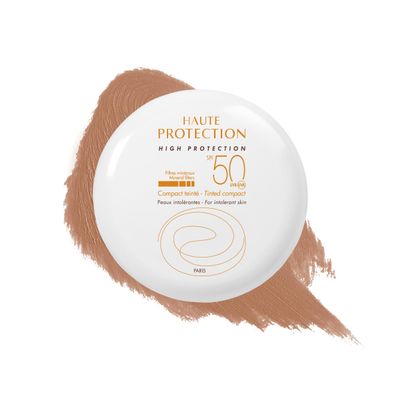 Avne High Protection Honey Tinted Compact, Broad Spectrum SPF 50+, UVA/UVB Blue Light Protection, Water Resistant, Non-Greasy, .35 oz