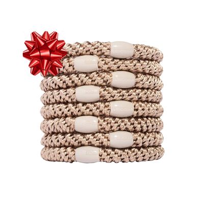 Blonde Hair Ties for Thick Hair, Grab & Go Ponytail Holders, 8 Pack, Camel, Thick No-Crease Bands with Strong Hold, Damage-Free Design, Warm Neutral Finish | L. Erickson