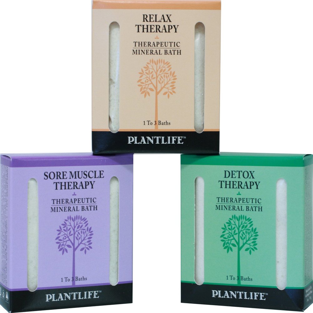 Plantlife Trio Sampler Set Therapy Bath Salts - Straight from The Plant Natural Aromatherapy Bath Salts - Balance, Calm, and Release Tension in the Body - Made in California 3 oz