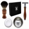 4 Pieces Men's Wooden Shaving Set. Set Includes Pure Black Badger Hair (No Blades Included) Soap & Bowl view 2