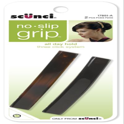 Scunci No-slip Grip Auto Clasp Barrettes, 2 Count, Colors May Vary