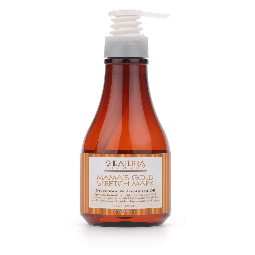 Shea Terra Organics Mama and Baby Collection | Mamas Gold Stretch Mark Wonder Oil| Non Toxic All Natural Maternity & Postpartum Belly Oil for Stretch Marks Prevention & Cellular Skin Repair  8oz