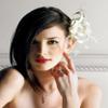 Hair Accessory with Feathers and Matte Satin in Champagne view 1