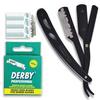Equinox Professional Straight Edge Razor with 100 Single Derby Blades 100% Stainless Steel Razor and Blades - Close Shaving Men's Manual Shaver - Disposable Blades -Barber Straight Razor Kit - Black view 1