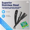Equinox Professional Straight Edge Razor with 100 Single Derby Blades 100% Stainless Steel Razor and Blades - Close Shaving Men's Manual Shaver - Disposable Blades -Barber Straight Razor Kit - Black view 2