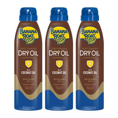 Banana Boat Dry Oil Tanning Spray Sunscreen SPF 4, 6oz | Dark Tanning Oil with SPF 4 Sunscreen, Oxybenzone-Free, 6oz