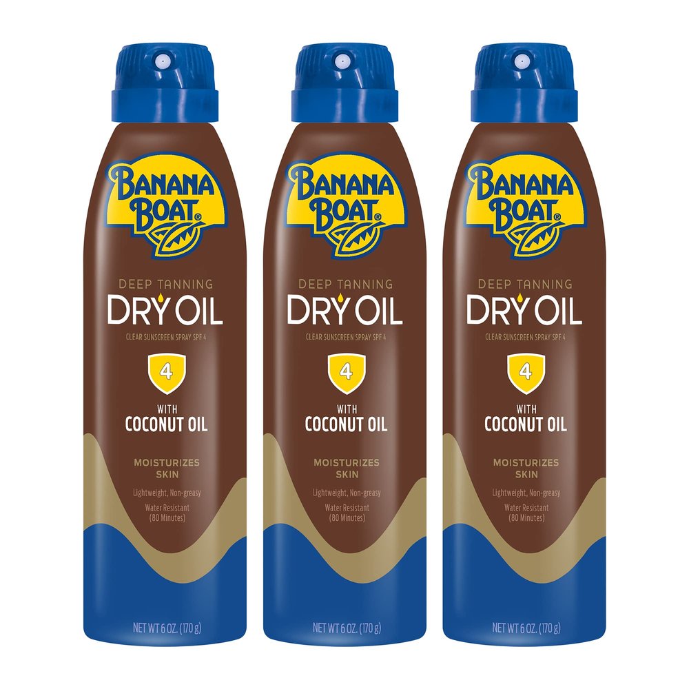 Banana Boat Dry Oil Tanning Spray Sunscreen SPF 4, 6oz | Dark Tanning Oil with SPF 4 Sunscreen, Oxybenzone-Free, 6oz