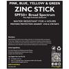 Sun Zapper Zinc Oxide Sunscreen Stick  SPF 50+ Tinted 4-Pack (Pink, Blue, Green, Yellow)  Sunscreen Stick, Zinc Sunscreen, Water Resistant, Broad Spectrum UVA/UVB, Made in Australia view 4