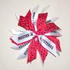 Sublimation Specialties Pom Hair Bow Scrunchie - Mustangs & Red Sequin, Made in The USA, White Pony Band view 1
