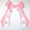 Sublimation Specialties Softball Baseball Hair Bow - Made in The USA, Light Pink, White Pony Band view 1