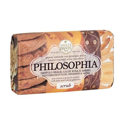 Nesti Dante Philosophia Natural Soap, Scrub/Mediterranean Plum/Persimmon and Amber With Bran and Walnut Granules, 8.8 Ounce
