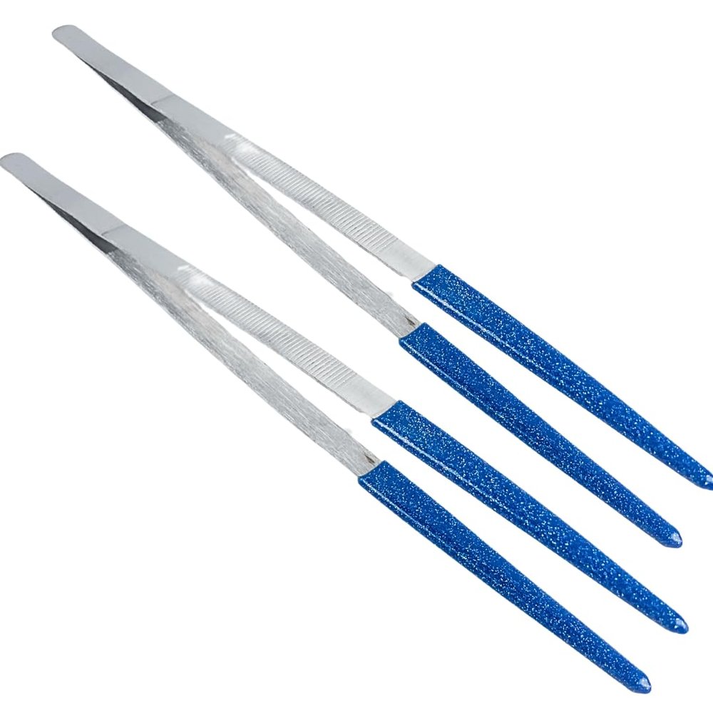 JEWEL TOOL (2 Pack) 12" (30.5 cm) Heavy Duty Tweezers | Coated Tips for Delicate Touch | Textured Grip