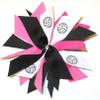 Sublimation Specialties Volleyball Pom Hair Bow - Made in The USA, Black/Hot Pink, White Pony Band view 1