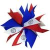 Volleyball Pom Hair Bow - Made in the USA, Red/Royal, white pony band view 1