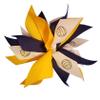 Volleyball XL Pom Hair Bow - Made in the USA, Navy/Gold, white pony band view 1