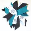 Sublimation Specialties Volleyball Pom Hair Bow - Made in The USA, Black/Teal, White Pony Band view 1