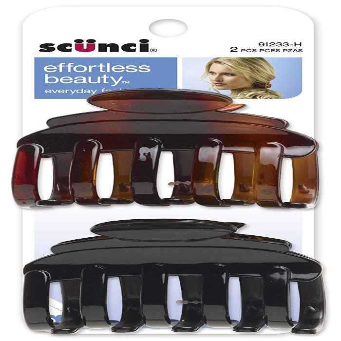 Scunci 9123303h048 Tortoise Large Curved Jaw Hair Clips, 0.8 Ounce
