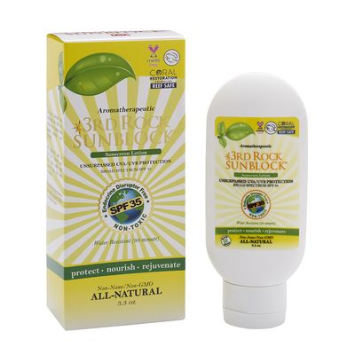3rd Rock Essentials | 3rd Rock Sunblock SunScreen Lotion SPF 35 | All Natural Organic Zinc Aromatherapeutic Sunscreen for Sun Protection | All Natural Personal Care (3.3 oz | 3 Pack)
