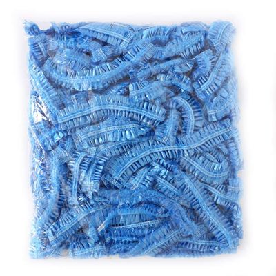100Pcs Disposable Elastic Plastic Shower Caps Bath Hair Cap for Spa,Home Use,Hotel and Hair Salon (Blue)