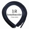 12 Skinny Satin Headbands - 7mm wide, solid color pack in Dark Gray view 1
