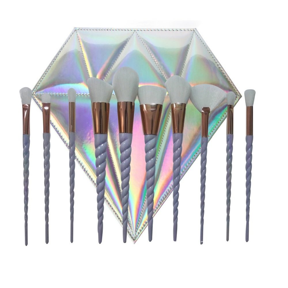 10pcs Thread Rainbow Handle Unicorn Makeup brushes Diamond Bag Cosmetics Foundation Blending Blush Make up Organizer Brush tool
