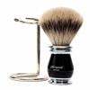 Black Handle Men's Shaving Brush for Men Black Badger Hair Shaving Brush with Stand view 2