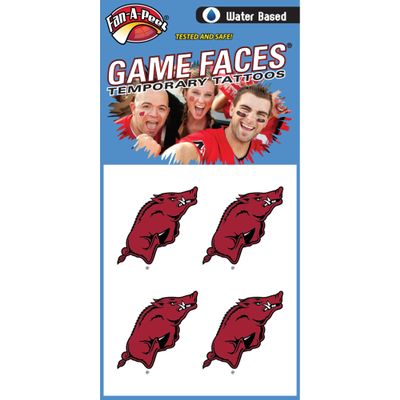 Fanatics NCAA Arkansas Razorbacks Temporary Tattoos (4PK, Red, Waterproof, Animal Print)