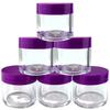 Beauticom 6 Piece 1 oz. USA Acrylic Round Clear Jars with Flat Top Lids for Creams, Lotions, Make Up, Cosmetics, Samples, Herbs, Ointments (6 Pieces Jars + Lids, PURPLE) view 1