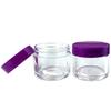 Beauticom 6 Piece 1 oz. USA Acrylic Round Clear Jars with Flat Top Lids for Creams, Lotions, Make Up, Cosmetics, Samples, Herbs, Ointments (6 Pieces Jars + Lids, PURPLE) view 3