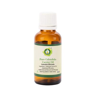 R V Essential Pure Calendula Carrier Oil 10ml (0.338oz)- Calendula Officinalis (100% Pure and Natural Cold Pressed)