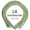 12pc Skinny Satin Headbands - 7mm wide, solid color packs (Mint Green) view 1