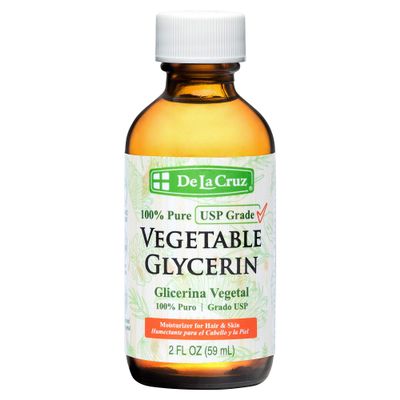 De La Cruz Vegetable Glycerin, Glass Bottle, 100% Pure Liquid Glycerine USP Grade for Hair, Skin and DIY Projects, 2 FL. OZ.