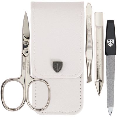 3 Swords Germany - brand quality 3 piece manicure pedicure grooming kit set for professional finger & toe nail care scissors tool genuine leather case in gift box, Made in Solingen Germany (02655)