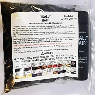 Finally Hair Building Fibers Refill (Pure White, 200g) - Includes Bottle