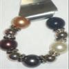 Multicolor Large Simulated Pearls n Genuine Silver Plated Bracelet view 1