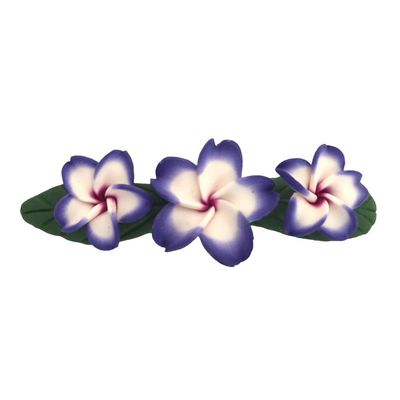 Hawaii Purple Plumeria Flower Poly Clay Barrette