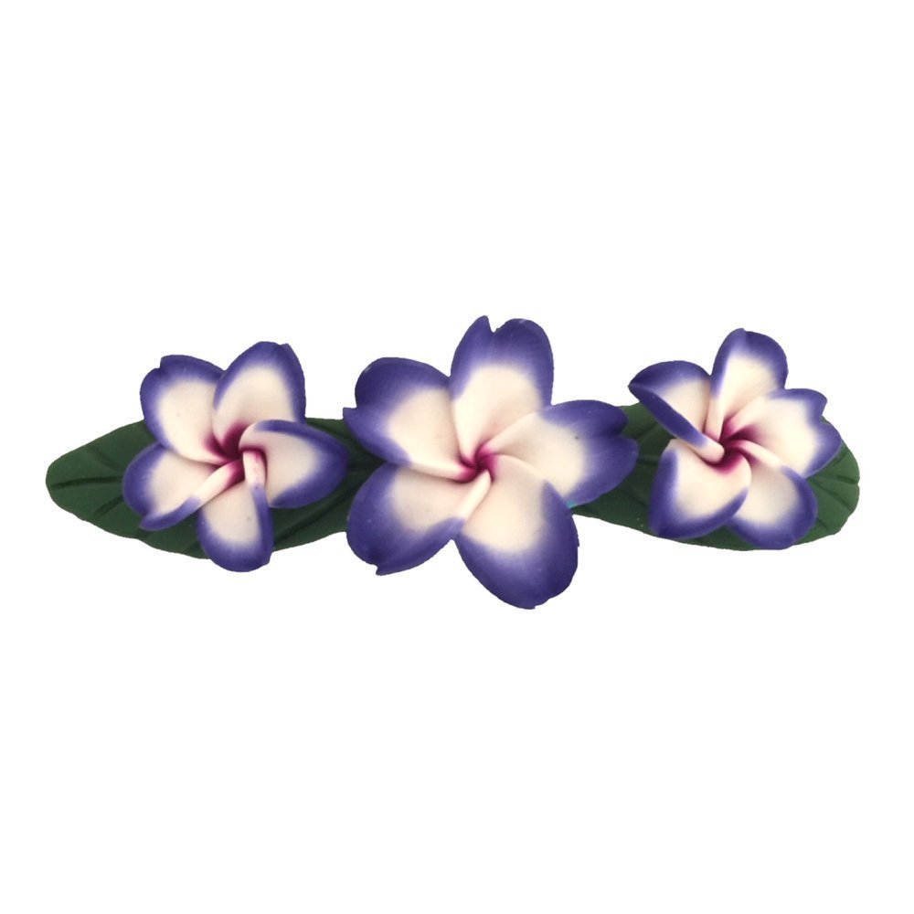 Hawaii Purple Plumeria Flower Poly Clay Barrette