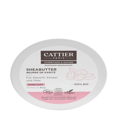 CATTIER PARIS Shea Butter 100% Organic - Unscented - Certified Natural Cosmetics - 100 g
