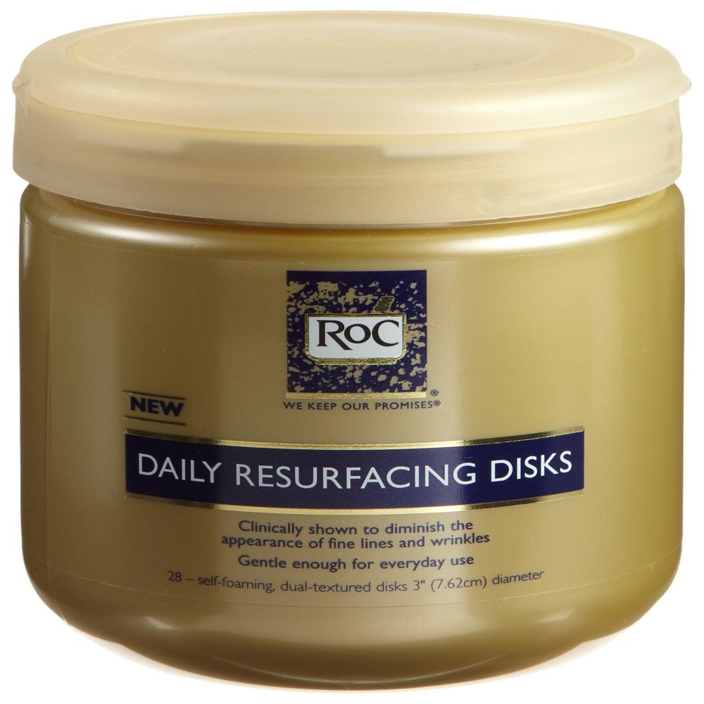 RoC Daily Resurfacing Disks, Hypoallergenic Exfoliating Makeup Removing Pads, 28 Count (packaging may vary)
