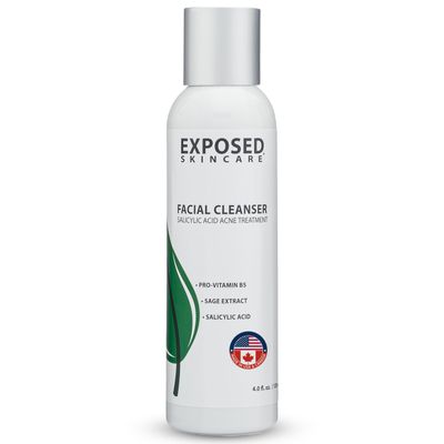 Exposed Skin Care, Acne Facial Cleanser with 0.5% Salicylic Acid for Sensitive and Acne-Prone Skin  Gentle Daily Face Wash for Breakout, Blackhead and Excess Oil  Natural, Non-toxic and Cruelty Free