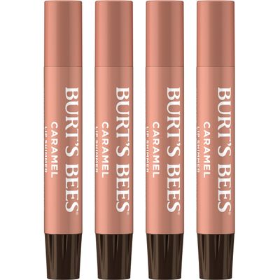 Burt's Bees Shimmer Lip Tint Set, Tinted Lip Balm Stick, Moisturizing for All Day Hydration with Natural Origin Glowy Pigmented Finish & Buildable Color, Caramel (4-Pack)
