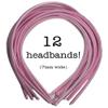 12pc Skinny Satin Headbands - 7mm wide, solid color packs (Light Pink) view 1