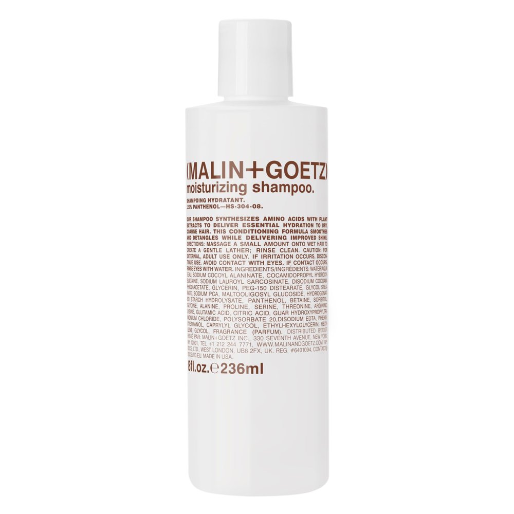 Malin + Goetz Moisturizing Hair Shampoo, 8 Fl. Oz. Hydrating Shampoo for Women & Men, All Hair Types, Hair Treatment for Dry Damaged Hair, Vegan & Cruelty-Free