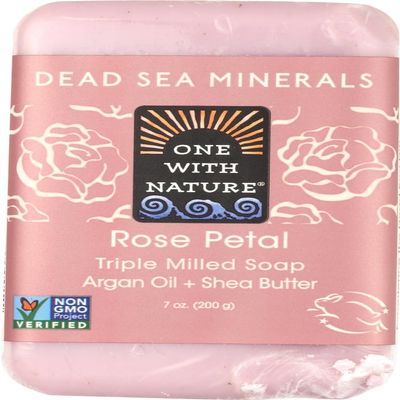 2 Packs of One With Nature Dead Sea Mineral Rose Petal Soap - 7 Oz