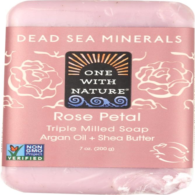 2 Packs of One With Nature Dead Sea Mineral Rose Petal Soap - 7 Oz
