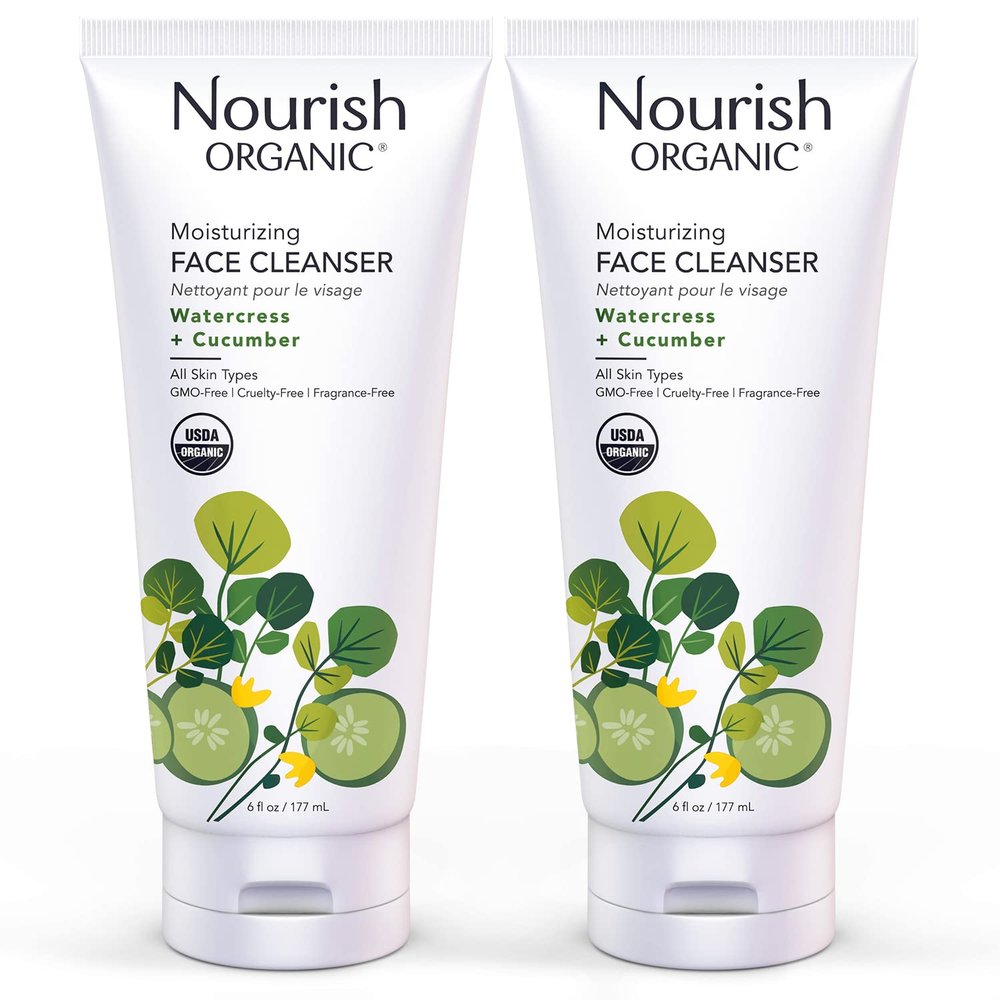 Nourish Organic Face Cleanser, Watercress + Cucumber 2-Pack, 6 Oz Ea