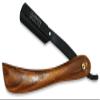 Common Wealth Pure Wood Handle Straight Edge Classic Folding Barber Shaving Razor Vintage Style With Wooden Case Display Box (Black Matte) view 2