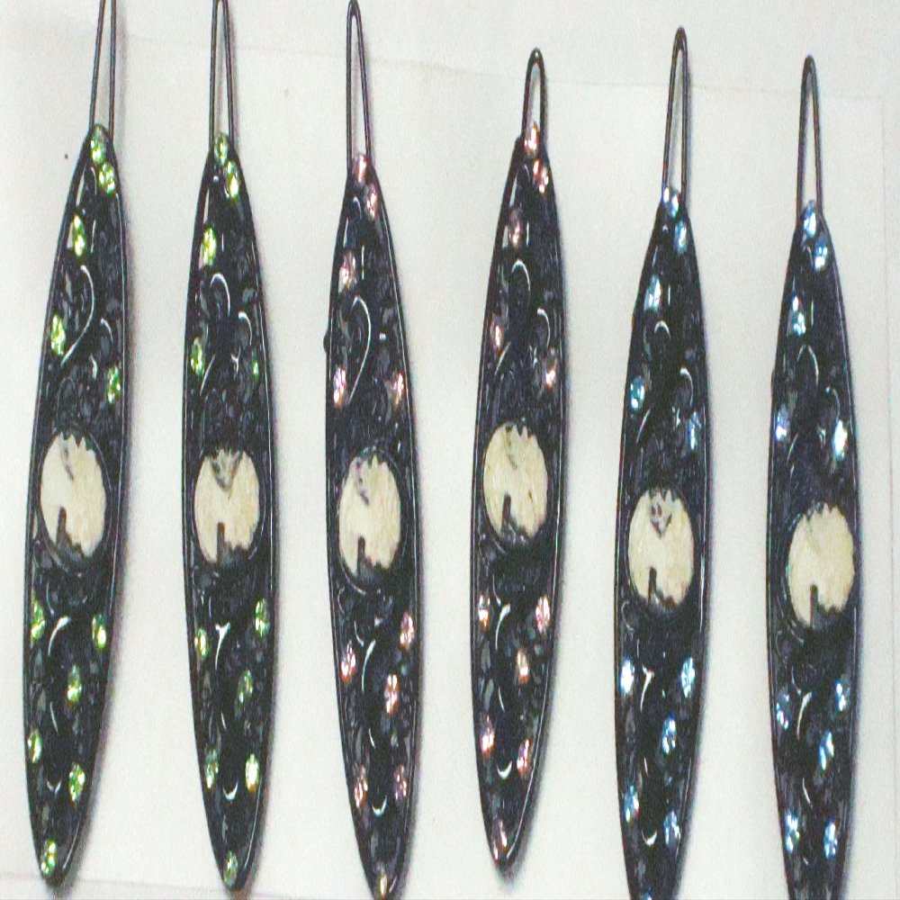Set of Six Simulated Multi Color Jewels Hair Clip on Barrettes